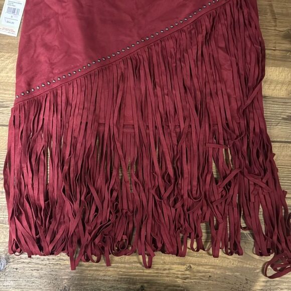 Idyllwind Womens Stylish Fringe Skirt - Dark Red - Picture 3 of 6
